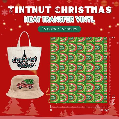 Tintnut Snowflake HTV فينيل نقل الحرارة 10 ورقات - 12 × 10 بوصة شتاء عيد الميلاد Snowscape HTV حديد على الفينيل أشجار زرقاء منقوشة بألوان مائية HTV فينيل للقمصان DIY للكريكات أو النقش in Saudi Arabia