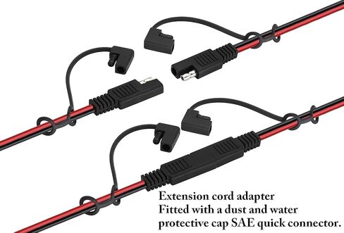 zdyCGTime SAE 12V 2-pin SAE Single Plug Extension Cord with Dust Cap,Solar Panel 14AWG SAE Plug,Solar Panel SAE Connector Extension Cord Cable,Suitable for Motorcycles,Cars,Tractors,etc(30cm-2Pack) in Saudi Arabia