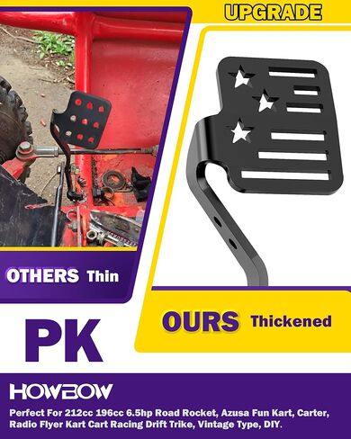 دواسات Go Kart الكبيرة مع كابل خانق مقاس 71 بوصة، مجموعة دواسات كبيرة لفرامل عربة التسوق Go Kart لـ 212cc 196cc Road Rocket Azusa ومعظم سيارات Go Kart، أجزاء إطار GoKart للشباب DIY ملحقات فضية in Kuwait