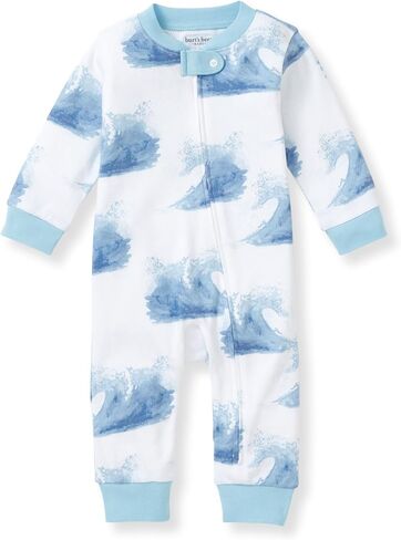 Burt's Bees Baby Baby Boys Pajamas, Sleep and Play Loose Fit, 100% Organic Cotton, Soft One-piece PJs, Diagonal Zip Up Jumpsuit Newborn Essentials with Interior Zipper Guard in sizes NB to 6-9 Months in Saudi Arabia