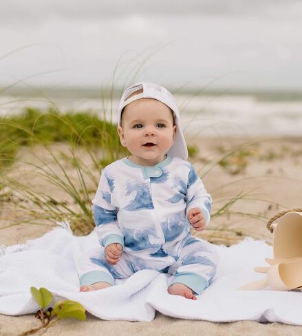 Burt's Bees Baby Baby Boys Pajamas, Sleep and Play Loose Fit, 100% Organic Cotton, Soft One-piece PJs, Diagonal Zip Up Jumpsuit Newborn Essentials with Interior Zipper Guard in sizes NB to 6-9 Months in Saudi Arabia