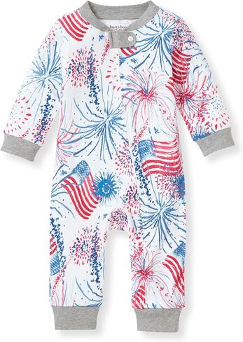 Burt's Bees Baby Baby Boys Pajamas, Sleep and Play Loose Fit, 100% Organic Cotton, Soft One-piece PJs, Diagonal Zip Up Jumpsuit Newborn Essentials with Interior Zipper Guard in sizes NB to 6-9 Months in Saudi Arabia