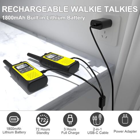 Walkie Talkies for Adults Long Range 2 Pack,Rechargeable Walkie Talkies 22 FRS Channels Two Way Radios with NOAA Weather Receiver,Noise Reduction,Volume Adjustment,LED Flashlight,1800mAh Battery in Saudi Arabia