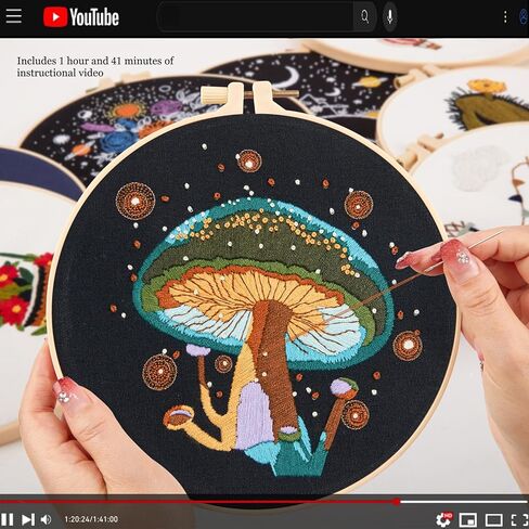 Armindou Easy Embroidery Starter Kit for Beginners Adults, Hand Embroidery Needlepoint Kit Counted Stamped Cross Stitch kit for Beginners Adult, 2 Embroidery Hoop, 2 Set Embroidery Fabric with Pattern in Kuwait