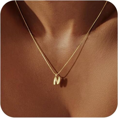 Tasiso فقاعة إلكتروني قلادة 14K مطلية بالذهب قلادة القلائد الأولية للنساء لطيف فقاعة الأبجدية قلادة مجوهرات شخصية هدية لها in Kuwait