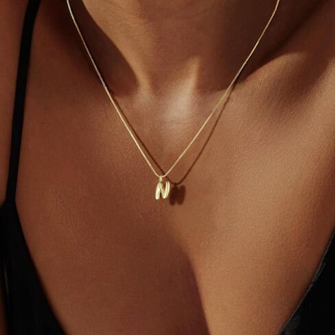 Tasiso فقاعة إلكتروني قلادة 14K مطلية بالذهب قلادة القلائد الأولية للنساء لطيف فقاعة الأبجدية قلادة مجوهرات شخصية هدية لها in Kuwait