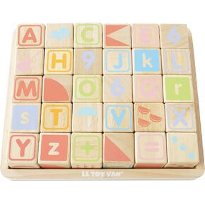 Le Toy Van - Educational Wooden Building Blocks 60 Piece Set Toy | Montessori Style Shape & Colour Development Toy - Suitable for 12 Months + (PL135)