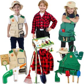 Born Toys Kids Safari Costume w/Vest & Hat, Washable Zoo Keeper Dress Up Ages 3-7