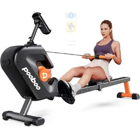 pooboo Rowing Machine, Max 350 LBS Magnetic Rower with LCD Monitor, Tablet Holder, Upgraded Rowing Machines for Home use