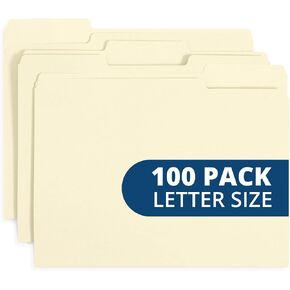Blue Summit Supplies 100 White File Folders, 1/3 Cut Tab with Assorted Positions, Letter Size, Great for Organizing and Easy File Storage, 100 Pack in Kuwait