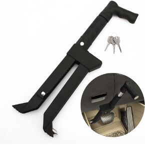 Brake Pedal Lock, Brake Lock Anti Theft Gas Pedal Lock, Car Theft Prevention Device Brake Clutch Lock with Escape Hammer Window Breaker with 3 Keys