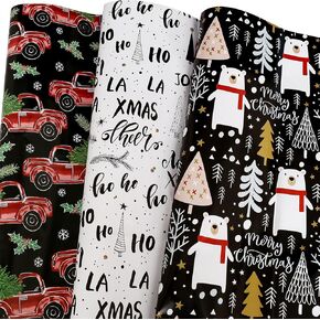 BULKYTREE Christmas Wrapping Paper for Kids Boys Girls Men Women Holiday Party - 3 Large Sheets Gift Wrap 3 Designs Sloth, Dinosaur, Polar Bear Gift - 27 Inch X 39.4 Inch Per Sheet