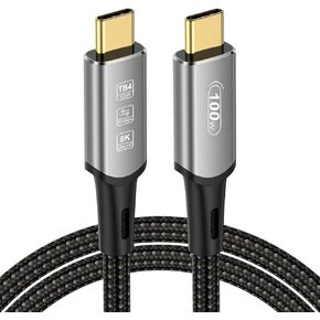USB 4 Cable 3.3Ft for Thunderbolt 4/3, 40Gbps Type C Cable 240W Charging, 8K HD Display USB-C Cable for iPhone 15Pro/15ProMax, iPad Pro, Type-C Docking Station, Hub