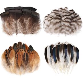 MAOFENG 270pcs 9 Styles Natural Bulk Feathers Assorted Mixed Feathers for DIY Crafts Dream Catcher Wedding Hair Hats Decoration, Guinea Fowl Feathers