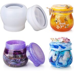 LET'S RESIN Jar Resin Molds Silicone, Mushroom Resin Jar Mold with Lid, Silicone Molds for Epoxy Resin, Epoxy Molds Silicone for Christmas Gifts, Storage Container, Candle Holder, Candy Jar