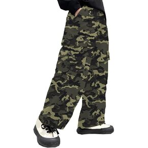 SANGTREE Boys Parachute Pants Drawstring Elastic Waist Y2K Cargo Pants