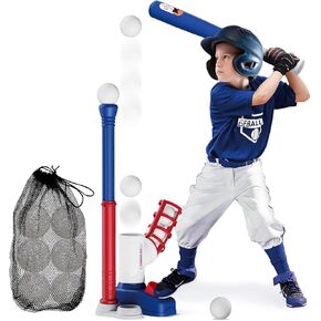 Tball Set for Toddler 3-5, T Ball Set for Kids 3-5-8, Toddler Kid Baseball Set 5-7, Toddler Kid Baseball Tball Bat Tee with Baseball Gloves, Tee Ball Set Gift (Pink)