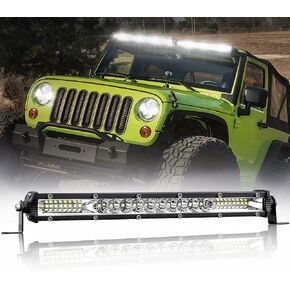 UNISHINE 7'' LED Light Bar Dual Row Mini Bar Lights 2PCS 60W Flood Beam LED Driving Fog Lamp ATV Off Road Lights for Truck Trailer Marine Boat (2PCS)