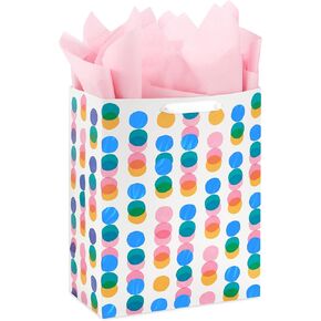 Hallmark 9" Medium Gift Bag with Tissue Paper (Pink Glitter Stripes) for Birthdays, Mothers Day, Baby Showers, Easter, Bridal Showers or Any Occasion