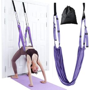 Yoga Stretching Strap, Adjustable Leg Waist Back Stretch Band, Anti-gravity Inversion Exercise Door Flexibility Tensile Trainer for Pilates Dance