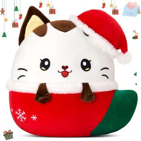 WEWILL 12'' Christmas Highland Cow Soft Plush Pillow Xmas Highland Cow Stuffed Animal Gifts for Toddler Kids Boys Girils