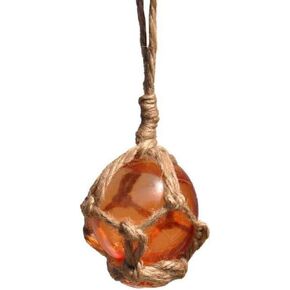 Hampton Nautical Amber Japanese Glass Ball Fishing Float with White Netting Decoration 12" in Kuwait
