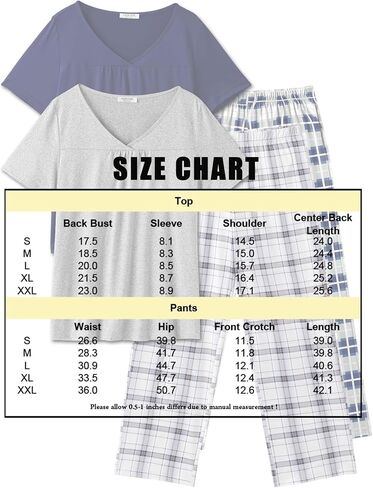 Ekouaer طقم بيجامة نسائي مكون من قطعتين بأكمام قصيرة وبنطلون طويل ملابس نوم Pjs مع جيوب S-XXL in Saudi Arabia