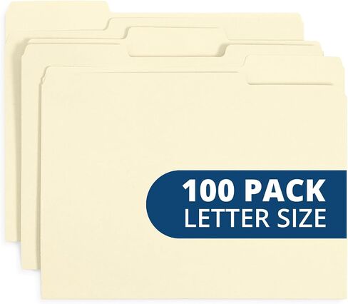 Blue Summit Supplies 100 White File Folders, 1/3 Cut Tab with Assorted Positions, Letter Size, Great for Organizing and Easy File Storage, 100 Pack in Saudi Arabia