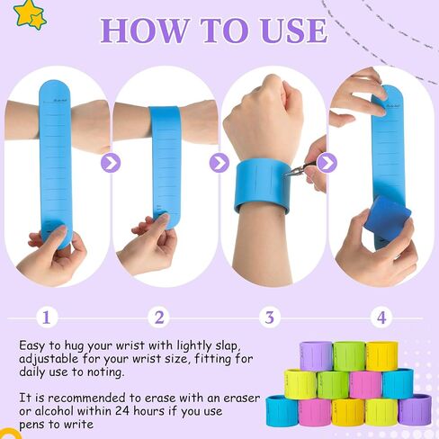 Gemscream 24 Pcs Silicone Memo Wrist Band Nurse Notepad Silicone Reminder Bracelet Waterproof Silicone Slap Bracelet Erasable Wearable to Do List Bracelet Nursing Supplies for Nurses Memo Wristband in Saudi Arabia
