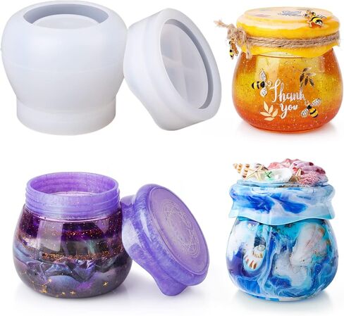 LET'S RESIN Jar Resin Molds Silicone, Mushroom Resin Jar Mold with Lid, Silicone Molds for Epoxy Resin, Epoxy Molds Silicone for Christmas Gifts, Storage Container, Candle Holder, Candy Jar in Saudi Arabia