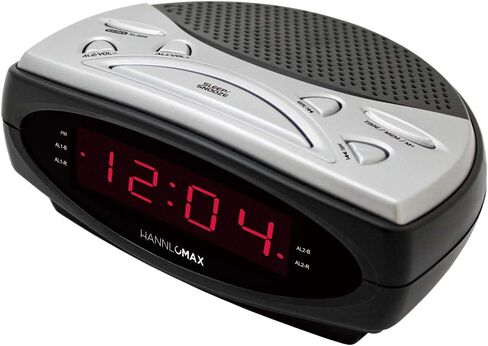 HANNLOMAX HX-137CR Alarm Clock Radio, PLL AM/FM Radio, Dual Alarm, 0.9" Green LED Display (Gray) in Saudi Arabia