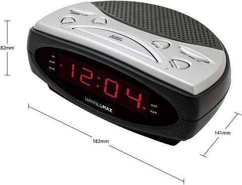 HANNLOMAX HX-137CR Alarm Clock Radio, PLL AM/FM Radio, Dual Alarm, 0.9" Green LED Display (Gray) in Saudi Arabia