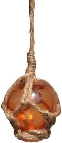 Hampton Nautical Amber Japanese Glass Ball Fishing Float with White Netting Decoration 12" in Kuwait