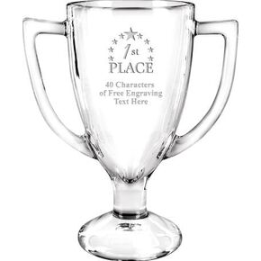 Personalized Glass Trophy, 7" Custom Engraved 1st Place Glass Cup Award Prime