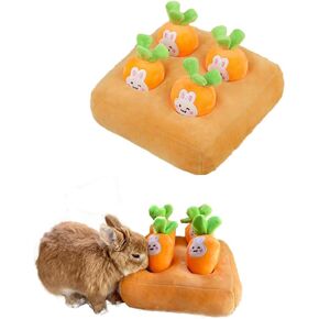 Nopikku Cute Plush Strawberry Snuffle Mat Treat Dispenser Feeding Entertainment Interactive Toy for Bunny Guinea Pig Chinchilla Puppy