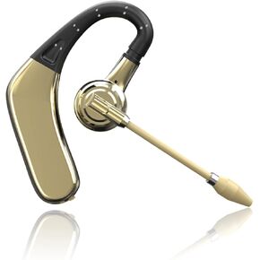 Bluetooth Headset Wireless earpiece Bluetooth for Cell Phone with Microphone Hands Free with 20-Hrs Replaceable Battery, Single Ear Bluetooth Headset for Left Ear usable (Gold)