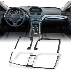 AeroBon TL زخرفة داخلية من ألياف الكربون الحقيقية متوافقة مع 2009-2014 Acura TL الداخلية من ألياف الكربون ومسند ذراع الباب الداخلي ومجموعة غطاء الرفع لمفتاح نافذة الطاقة