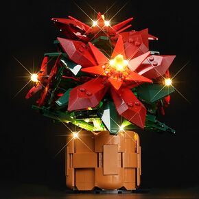 LED Lighting Kit Compatible with Lego Icons Poinsettia Flower Décor, Creative Light Set Compatible with Lego 10370 (No Lego Models)