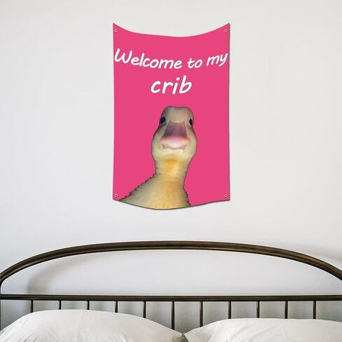 Fvieon Welcome to My Crib Tapestry 54x36 Inches Funny Tapestry for Room Durable Man Cave Wall Flag with Brass Grommets for College Dorm Room Decor,Outdoor in Saudi Arabia