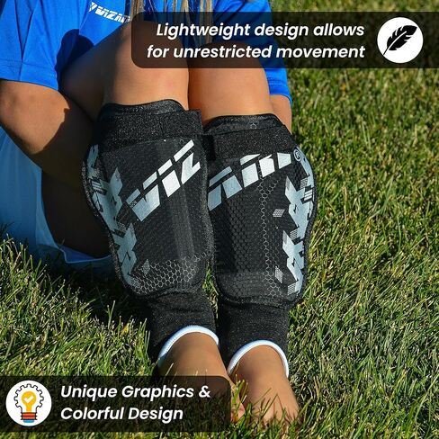 Vizari Napoli Soccer Shin Guards for Kids & Adults | Soccer Gear for Boys Girls | Provide Shin Protection | Adjustable Straps in Kuwait