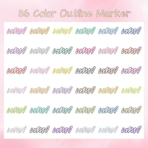 STEFORD 12 Colors Shimmer Markers Outline Double Line, Metallic Pens Set Outline Markers for kids ages 8-12 Shimmer Glitter Pens Set for Birthday Greeting, DIY Art Crafts, Scrap Booking in Saudi Arabia