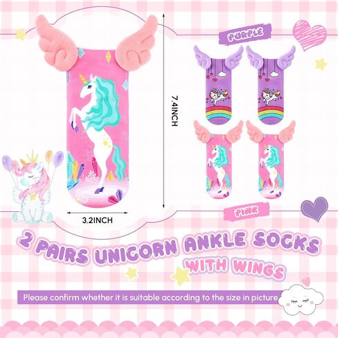 Tarpop 2 Pairs Halloween Unicorn Socks for Girls Crazy No Show Socks with Wings Crazy Novelty Adorable Kids Ankle Socks for Girls Holiday Party Gift in Saudi Arabia