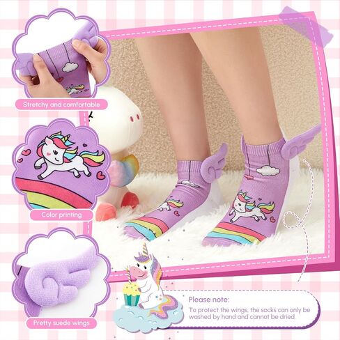 Tarpop 2 Pairs Halloween Unicorn Socks for Girls Crazy No Show Socks with Wings Crazy Novelty Adorable Kids Ankle Socks for Girls Holiday Party Gift in Saudi Arabia