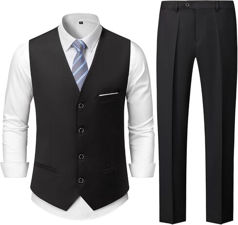 Men's 2-Piece Suit, Vest Pants Set for Men, Fashion Waistcoat with Tie for Wedding, Prom, Homecoming, Business in Saudi Arabia