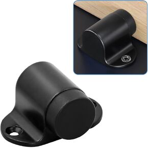5pcs Floor Mount Door Stopper, Heavy Duty Door Stop Flat Black Doorstop with Rubber Bumper & Stainless Steel Screws, 1.06 Inch Height