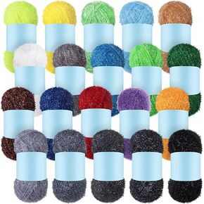 20 Skeins Scrubby Yarn for Dishcloths Assorted Colors Yarn for Crocheting Polyester Scrubby Assortment Pastel Yarn for Knitting Dishwashing Dishcloths Craft Project (Bright Color)