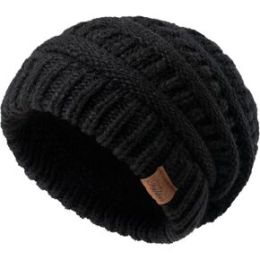 Pleneal Winter Beanie Hats for Women, High Ponytail Hole Stretch Knit Messy Bun Beanie Hat, Warm Soft Beanies with Tail Hole