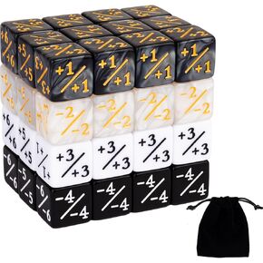 48 Pieces MTG Counter Dice Set +1/+1 Life Counters Marble Plus One Tokens Dice for Magic The Gathering, MTG, Table Top Game Accessory, 4 Colors