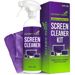 Screen Mom Screen Cleaner Spray (32oz) 2 x 16oz Bottles - TV Screen Cleaner, Computer Screen Cleaner, for Laptop, Phone, Ipad - Computer Cleaning kit Electronic Cleaner - 2 Microfiber Towels Included