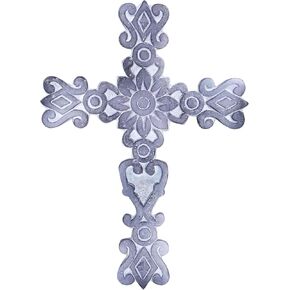 Castleore Easy Wall Hanging Home Decor Religious Christian Metal Cross for Wall | Best for Home, Office and As Gift | Silver Antique L 9.3* W 6.8 inch